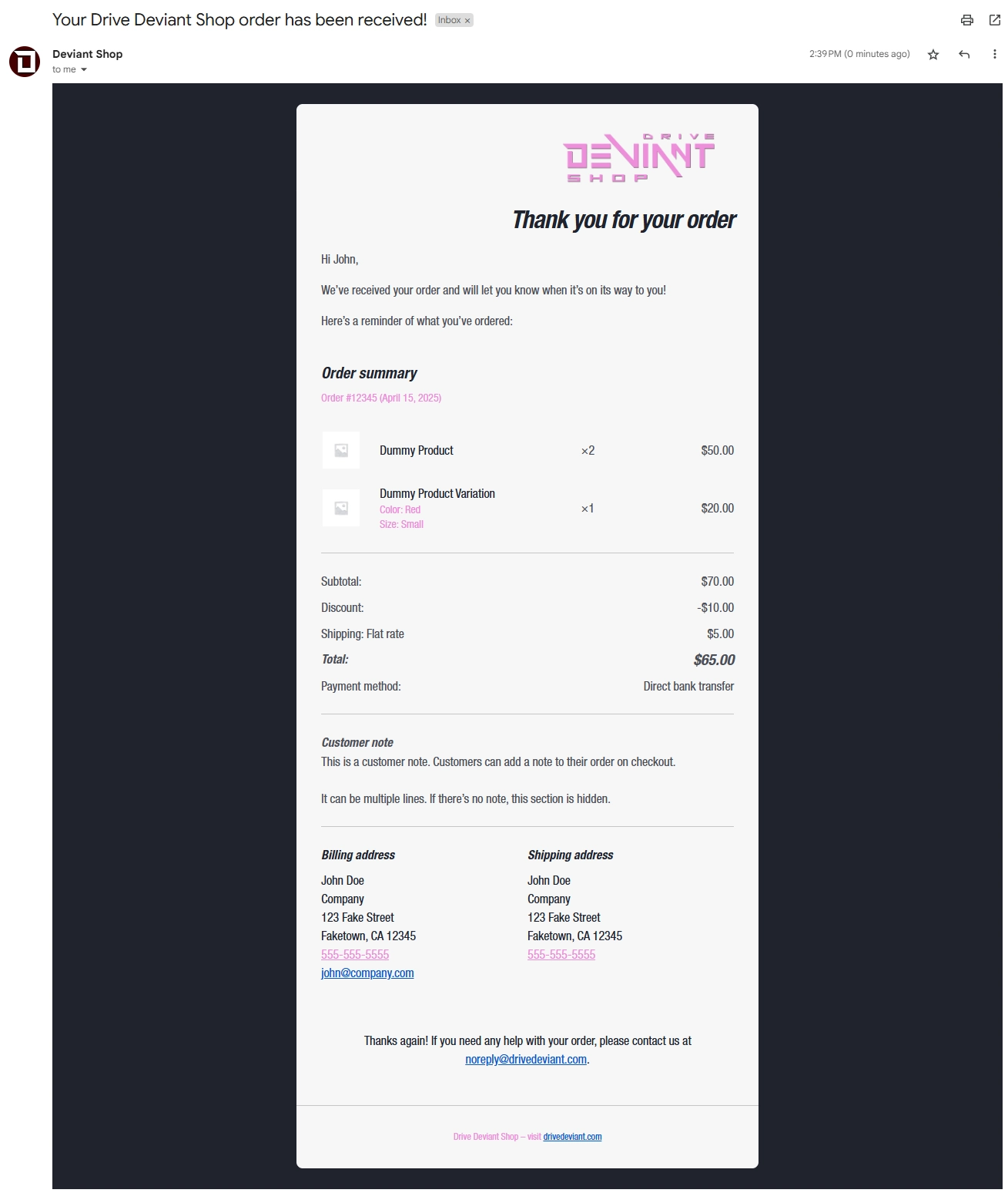 Shop emails should be working!